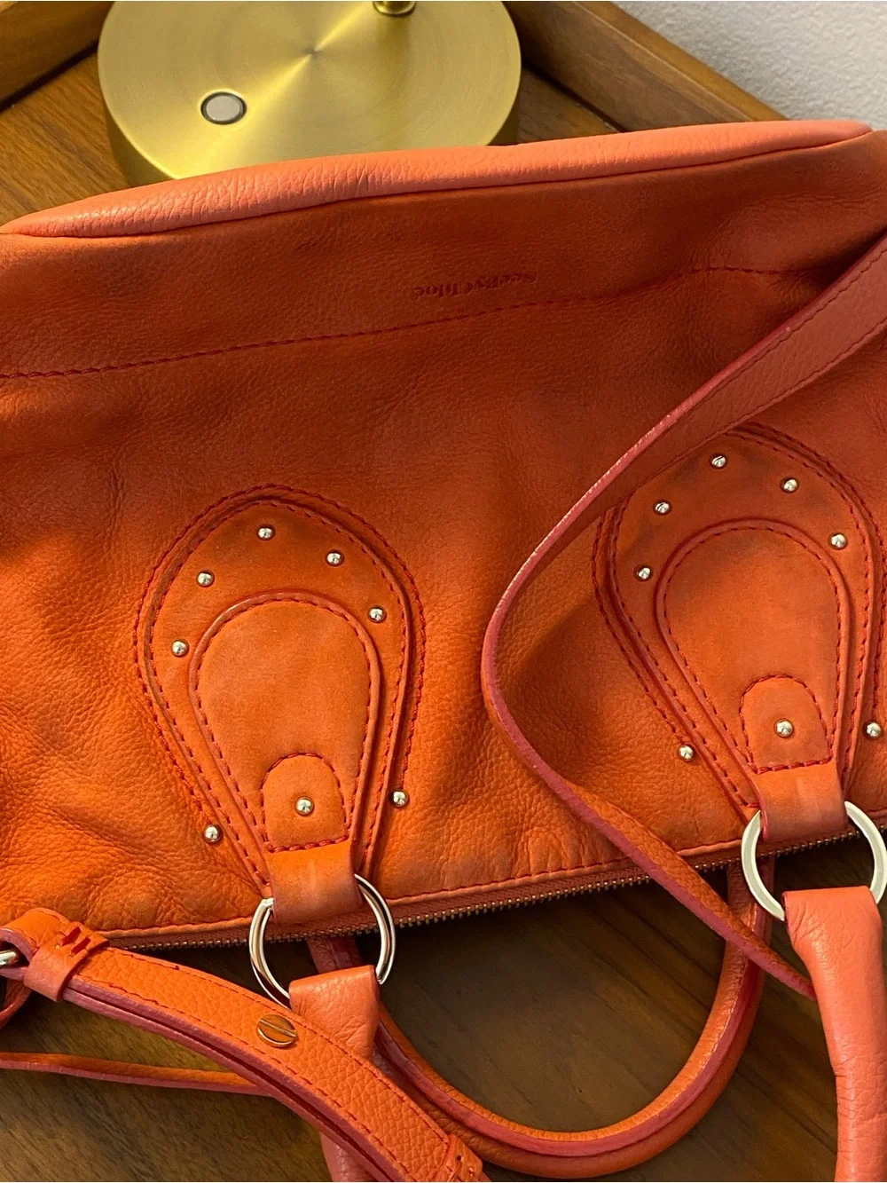See By Chloe Orange Leather Large Satchel with Gold Hardware